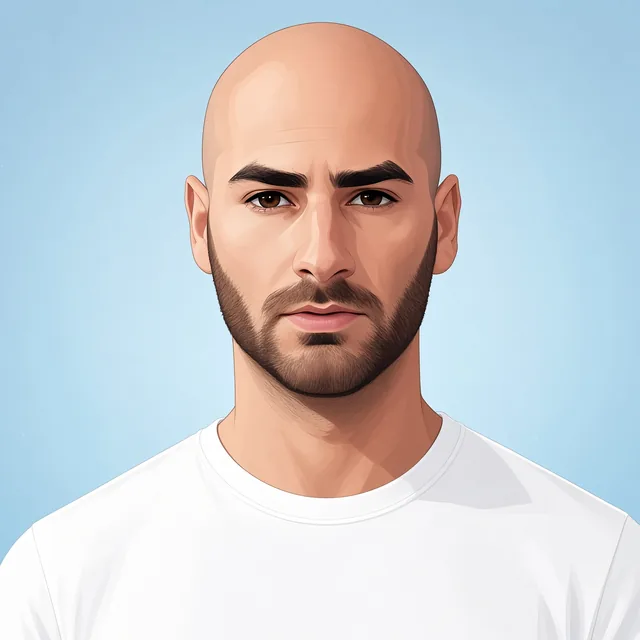 Stylized illustrated portrait of Mack Myers.